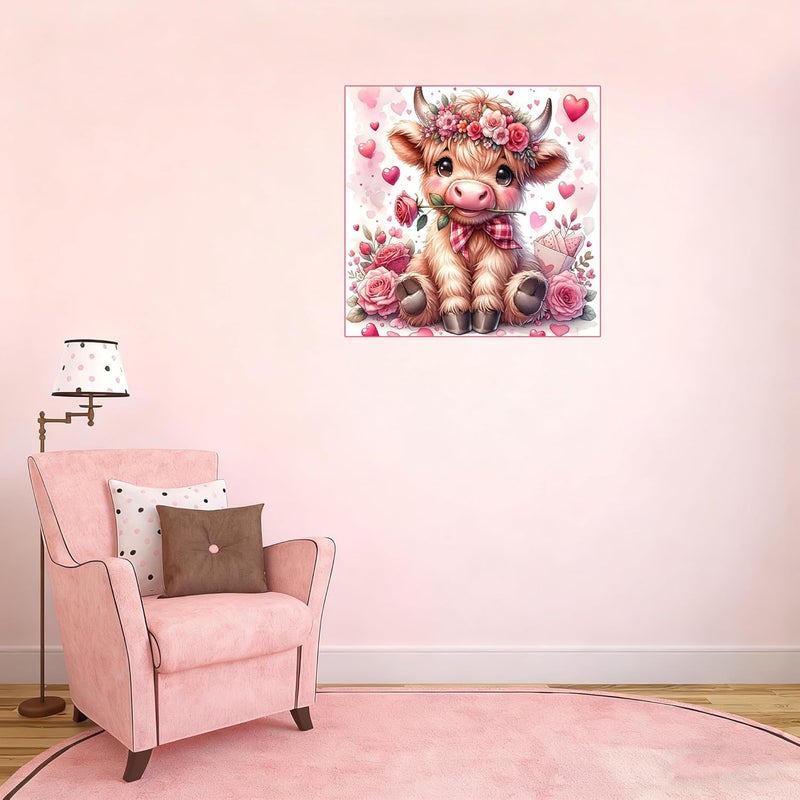 TaeYsck Valentine's Day Stamped Cross Stitch Kits for Adults Beginners, Cow Flowers Easy DIY Counted Cross Stitch Kit Printed Patterns Dimensions Needlepoint Art Crafts Embroidery Kits for Home Wall Decor - Image 4